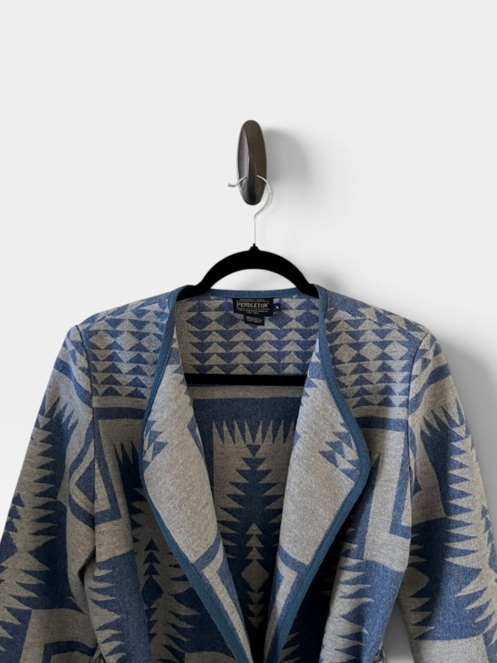 Pendleton Virgin Wool Aztec Jacket/Coat In Blue & Gray Size S - Picture 3 of 14